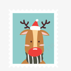 可爱圣诞角色邮票矢量图素材