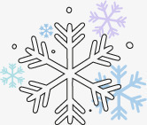 暖冬雪花手绘彩色雪花图标图标