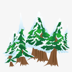 白雪覆盖的松树卡通图素材