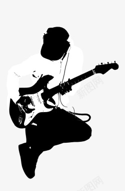黑白树吉他手图标图标