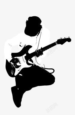 吉他黑白吉他手图标高清图片