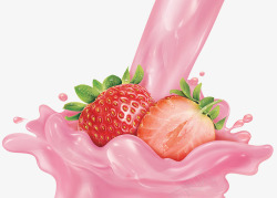 清爽可口的草莓奶素材