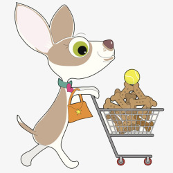 可爱动物的食物买饼干的狗卡通手素材