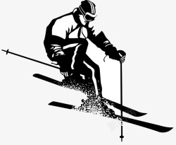 黑白风格滑雪矢量图素材