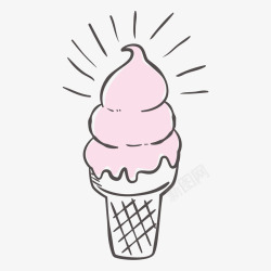 手绘草莓冰淇淋雪糕插画矢量图素材