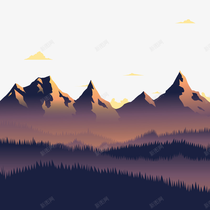 雪山森林风光png免抠素材_88icon https://88icon.com 傍晚 回归自然 大自然 山区风景 森林 自然景色 自然风光 雪域高原 雪山