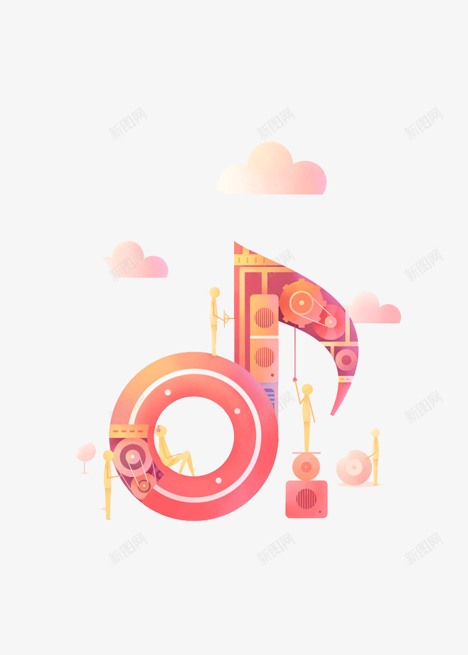 红色音符png免抠素材_88icon https://88icon.com 手绘 红色 音乐 音符