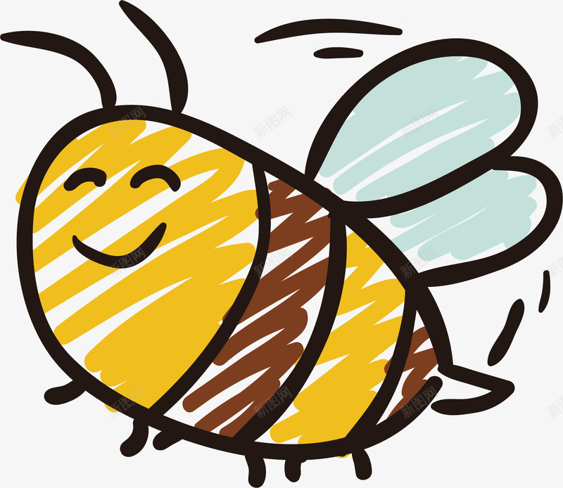 可爱的蜜蜂矢量图ai免抠素材_88icon https://88icon.com 动物 卡通 可爱 手绘 笑脸 蜜蜂 表情 矢量图