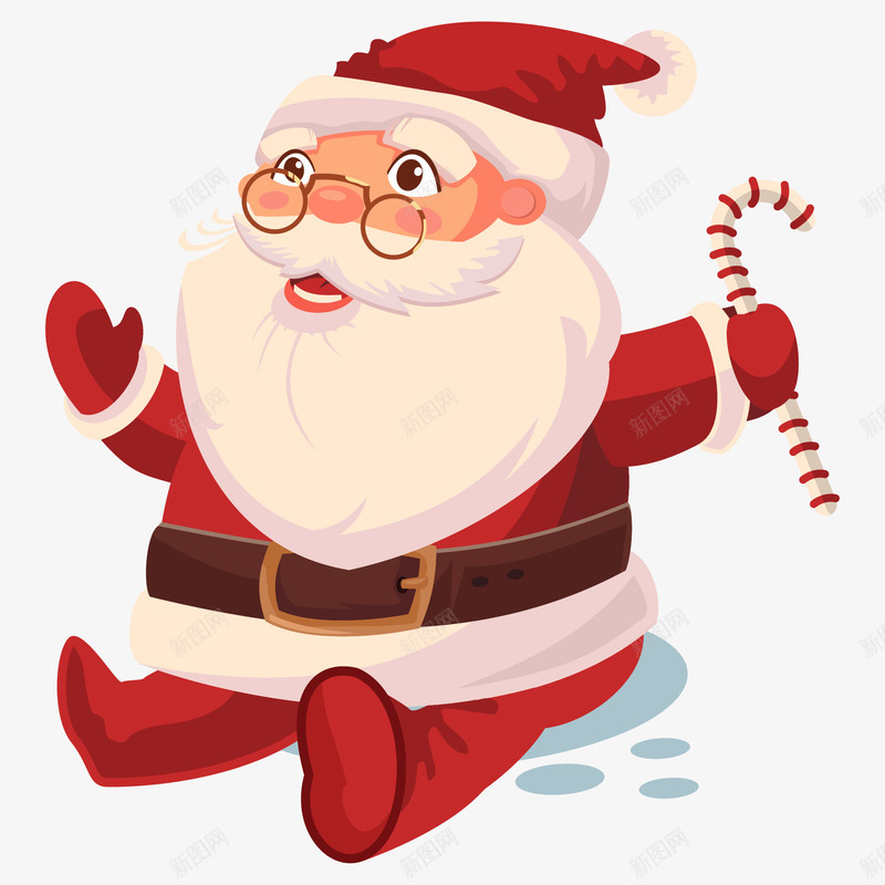 卡通坐着的圣诞老人png免抠素材_88icon https://88icon.com 卡通圣诞老人 可爱 圣诞老人 圣诞节 拐杖糖果 眼镜