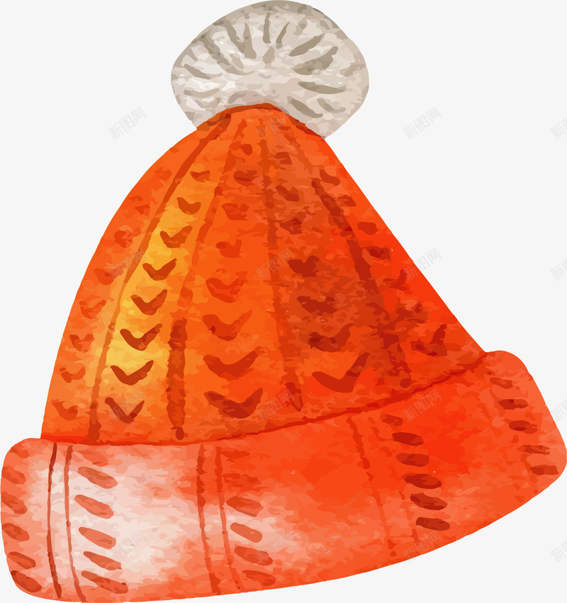 水彩手绘红色帽子矢量图ai免抠素材_88icon https://88icon.com 圣诞节 圣诞节帽子 帽子 毛线帽 矢量png 红色帽子 矢量图