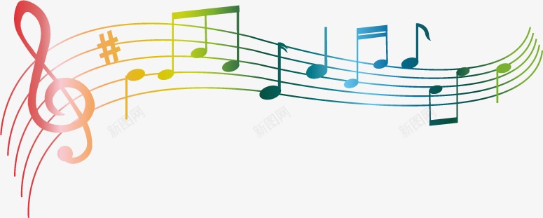 彩色音符png免抠素材_88icon https://88icon.com 五线谱 彩色 舞动 音乐 音符