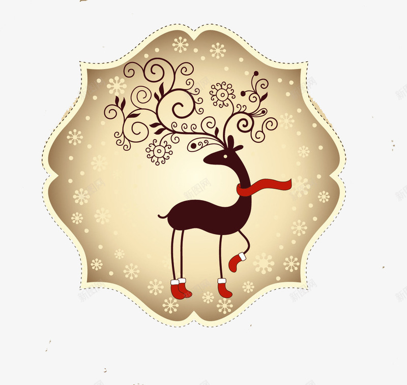 圣诞节边框驯鹿png免抠素材_88icon https://88icon.com 圣诞节 装饰素材 边框 驯鹿