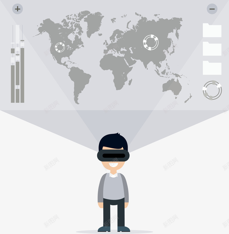 VR眼镜看世界地图png免抠素材_88icon https://88icon.com VR VR世界 地图 科技 科技感地图 线条 虚拟现实