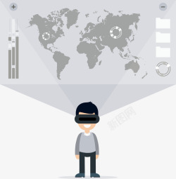 VR眼镜看世界地图素材