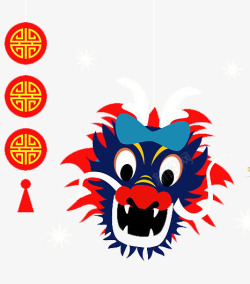 春节喜庆节庆装饰插图中国龙龙头素材