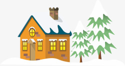 大雪覆盖的小房子卡通房子高清图片