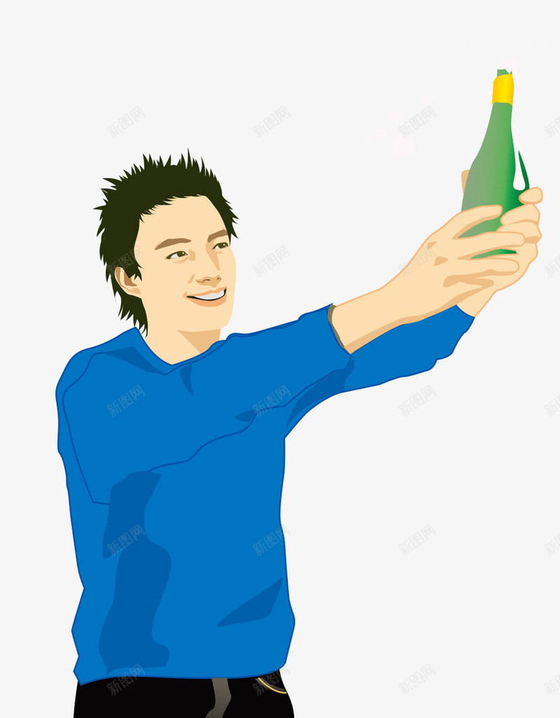 拿着红酒瓶的男人png免抠素材_88icon https://88icon.com 卡通人物 喝红酒的人 庆祝生日 生日派对 红酒 聚餐 酒杯 食物 香槟