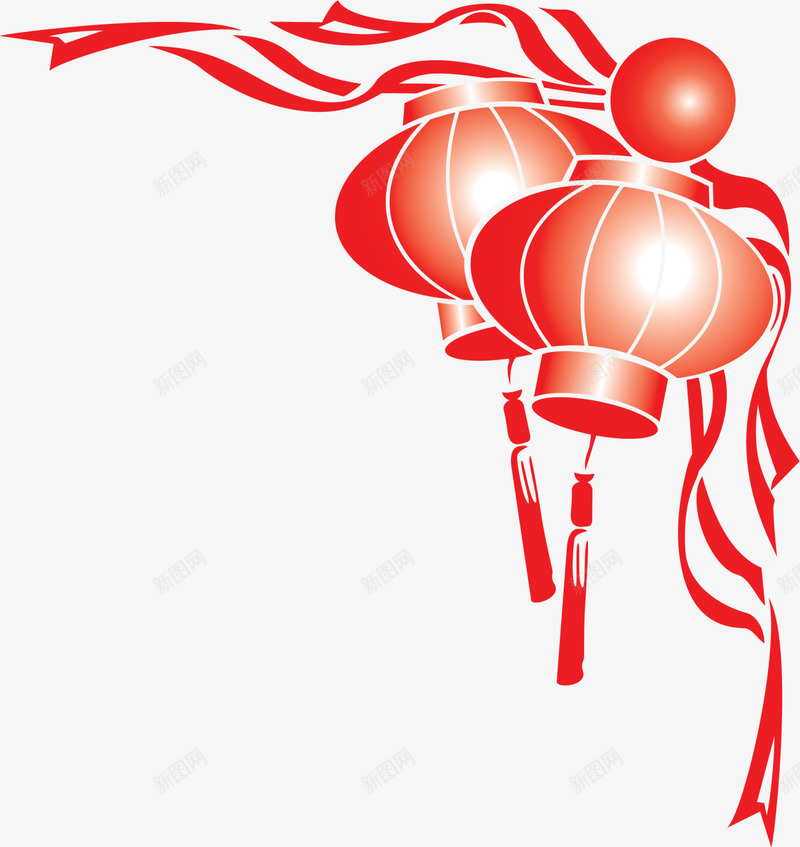 春节红色灯笼挂饰png免抠素材_88icon https://88icon.com 新年灯笼 春节挂饰 灯笼挂饰 白色光晕 红色丝带 红色灯笼