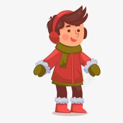 红灰色穿棉袄卡通冬季男孩矢量图素材