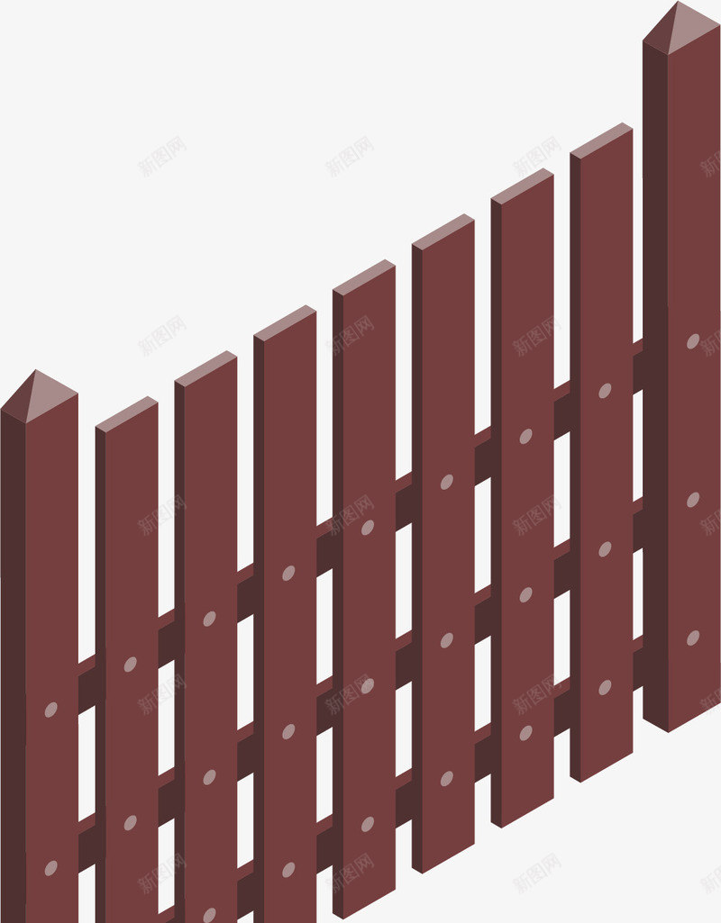 棕色的栅栏矢量图ai免抠素材_88icon https://88icon.com 围墙 围栏 木质 栅栏 棕色 立体 钉子 矢量图