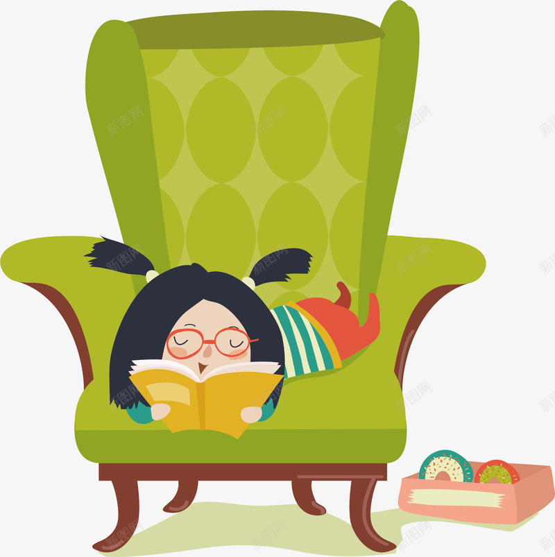 在椅子上看书的女孩png免抠素材_88icon https://88icon.com 书本 卡通 卡通女孩 看书 绿色 绿色椅子
