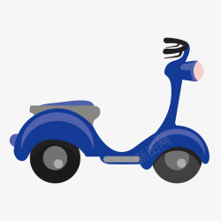 女士蓝色摩托车电动自行车矢量图素材