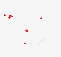 手绘漂浮红色爱心花瓣素材