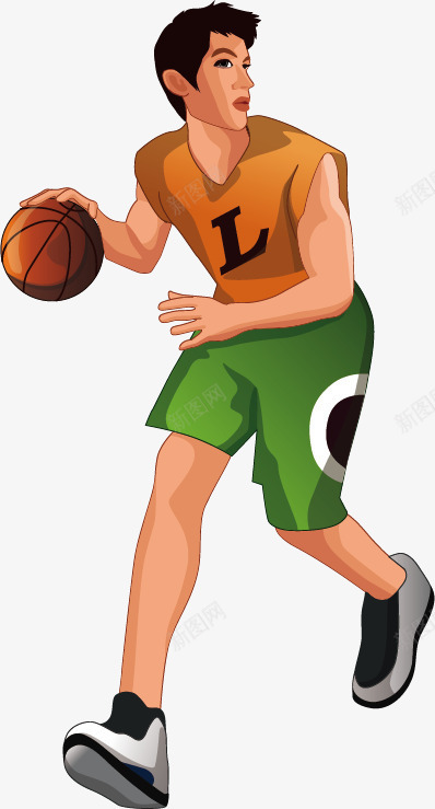 卡通篮球运动员png免抠素材_88icon https://88icon.com 体育运动 卡通人物 卡通插图 比赛 篮球 运动员