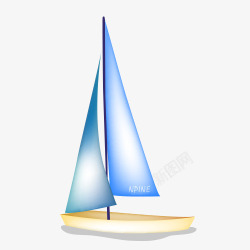 蓝色帆船模型素材