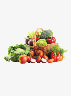篮子里的蔬菜水果大拼盘素材
