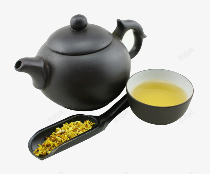 清雅桂花茶png免抠素材_88icon https://88icon.com 产品实物 桂花 桂花茶 清雅 茶壶 茶杯 饮品