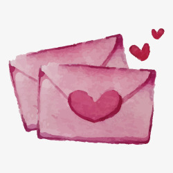 水彩粉色爱心信封矢量图素材