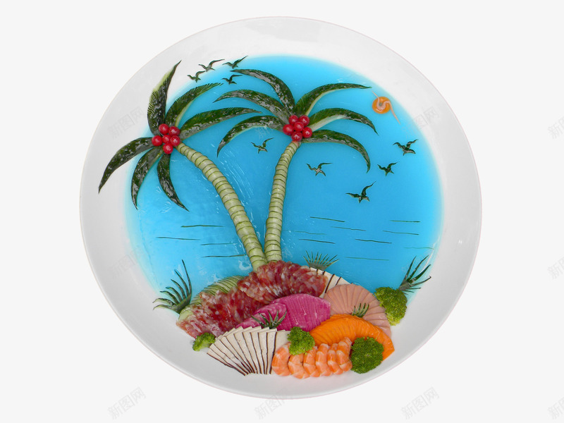 夏日海滩png免抠素材_88icon https://88icon.com psd源文件 刀工 分层 切片 圆盘 夏日海滩 夏日海滩下载 夏日海滩模板下载 扣好的图 拼凑 拼盘 椰树 海鸥 花 蔬菜雕刻 虾 雕花 黑色