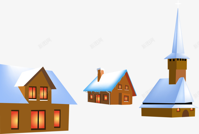 卡通雪后小屋png免抠素材_88icon https://88icon.com 冬天 房子 村庄 雪