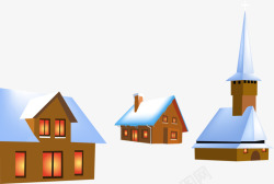 雪村庄背景免扣卡通雪后小屋高清图片