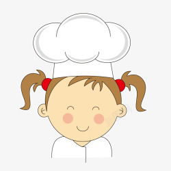 卡通画小女生厨师帽素材