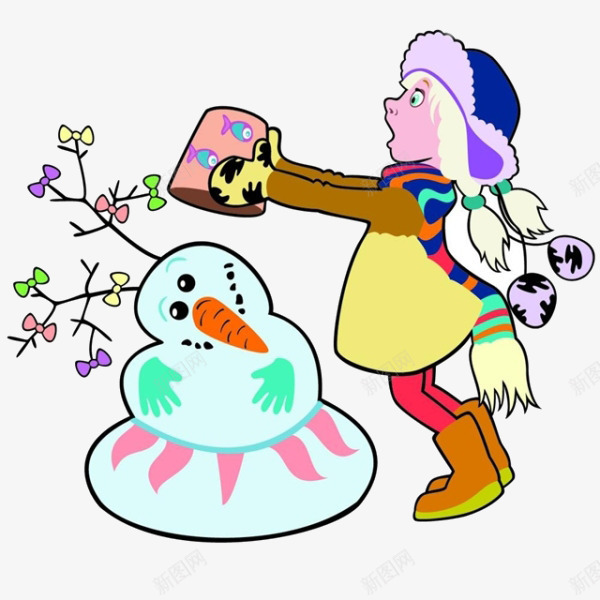 卡通女孩堆雪人png免抠素材_88icon https://88icon.com 免扣雪人 卡通 堆雪人素材 女孩
