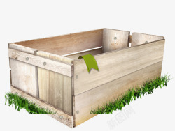 一个草边的木箱子素材