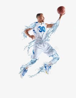 篮球运动员和水元素素材