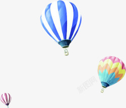 彩色春天飘浮热气球素材