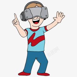 戴着VR眼镜体验神奇世界素材
