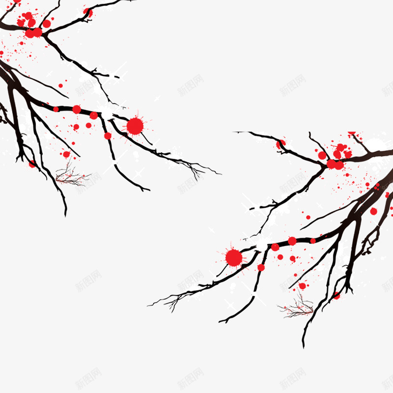 冬至腊梅装饰psd免抠素材_88icon https://88icon.com 冬至 冬至图案 春节 树 梅花 腊梅