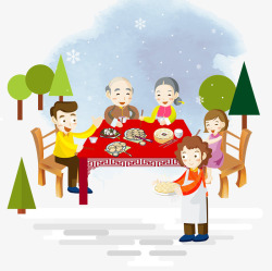 春节节气卡通一家人高清图片