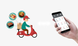 创意骑士智能点餐手机外卖支付创意合成图高清图片
