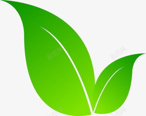 节能环保灯卡通绿色叶子矢量图图标图标
