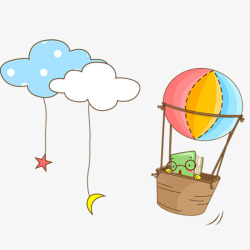 热气球儿童画云朵热气球儿童画高清图片