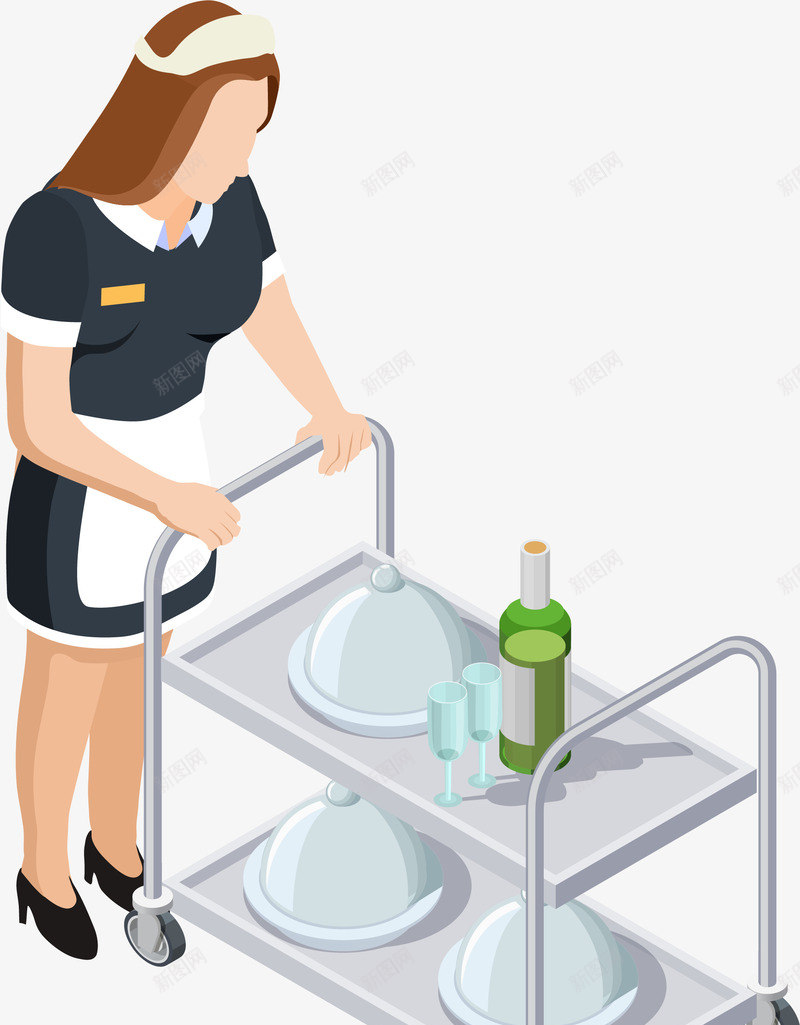 女服务员推餐车png免抠素材_88icon https://88icon.com 女士 服务生 点餐服务 酒店服务 香槟
