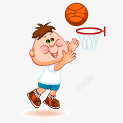 卡通打篮球的男孩矢量图素材