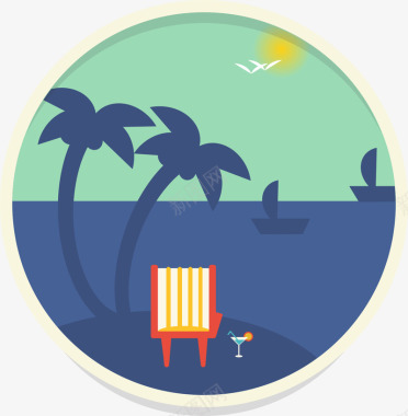 海滩遮阳伞海滩度假矢量图图标图标