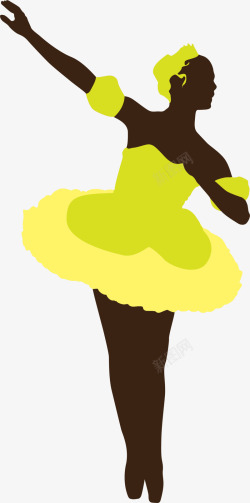 黄绿色扁平芭蕾女孩素材